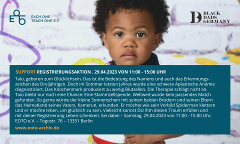 TAIO&lsquo;S TRAUM &ndash; WERDE JETZT STAMMZELLEN-SPENDER*IN!